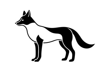 Endangered Red Wolf Vector Silhouette  Geometric, Line Art, Kawaii Mascot Logo, Cartoon Illustration