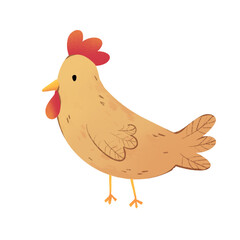 Rooster animal cartoon illustration for children, cute cartoon character