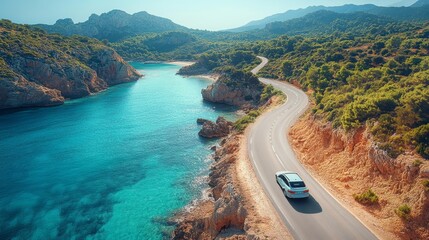 Fototapeta premium Scenic coastal road trip - generative ai