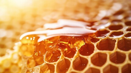 Golden Nectar: Honeycomb Close-Up