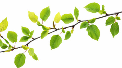 Obraz premium Branch with vibrant green leaves, cut out