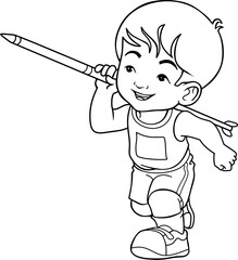 the javelin throw  activity the children line vector illustration isolated on white background