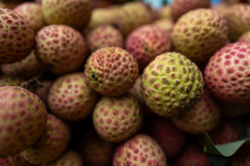 Ripe lychees, ready for sale at the market. Vibrant colors and juicy sweetness of this tropical delight, straight from the orchard to your table. Lychee, Litchi, Lichee, fruit