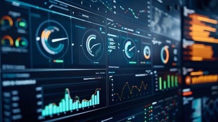 Obraz premium A digital dashboard displaying renewable energy metrics, illustrating the role of technology in managing and optimizing energy resources.