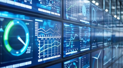 A digital dashboard displaying renewable energy metrics, illustrating the role of technology in managing and optimizing energy resources.