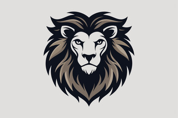 Obraz premium A stylized lion head logo in vector format, emphasizing strength and elegance through its intricate design.