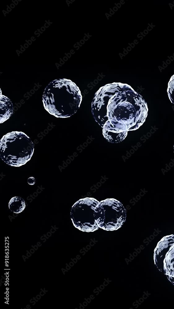 Poster abstract flying transparent blue bubbles on black background. shallow depth of field. soap bubbles f