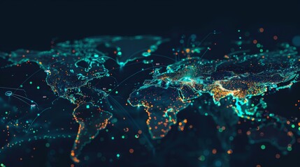 A digital map showing global climate change data, representing technology's role in tracking and addressing environmental issues.