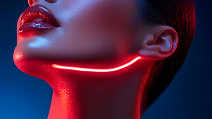 Obraz premium Close_up_Woman_with_Glowing_Pharynx_for_Healthy_Life