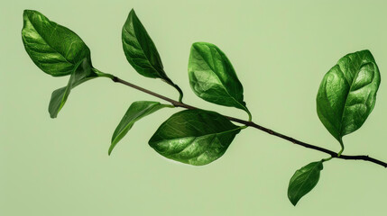 Fototapeta premium Cut out of fresh green leaves on a branch