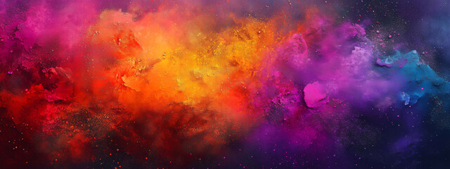 A stunning array of dry powder colors swirls together, creating a mesmerizing cosmic backdrop filled with vibrant shades and dynamic energy.