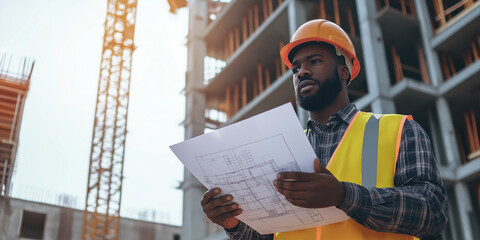 Male Engineer in Front of Architectural Development