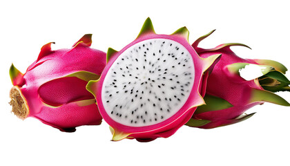 Closeup PNG dragon fruit on white background