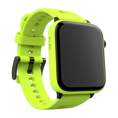 Naklejka premium Lime Green Smartwatch On Transparent Png Background For Wearable Fitness Technology . Generative ai
