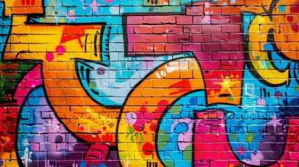 Fototapeta premium A vibrant graffiti wall background with colorful street art and bold patterns, adding urban edge and creativity