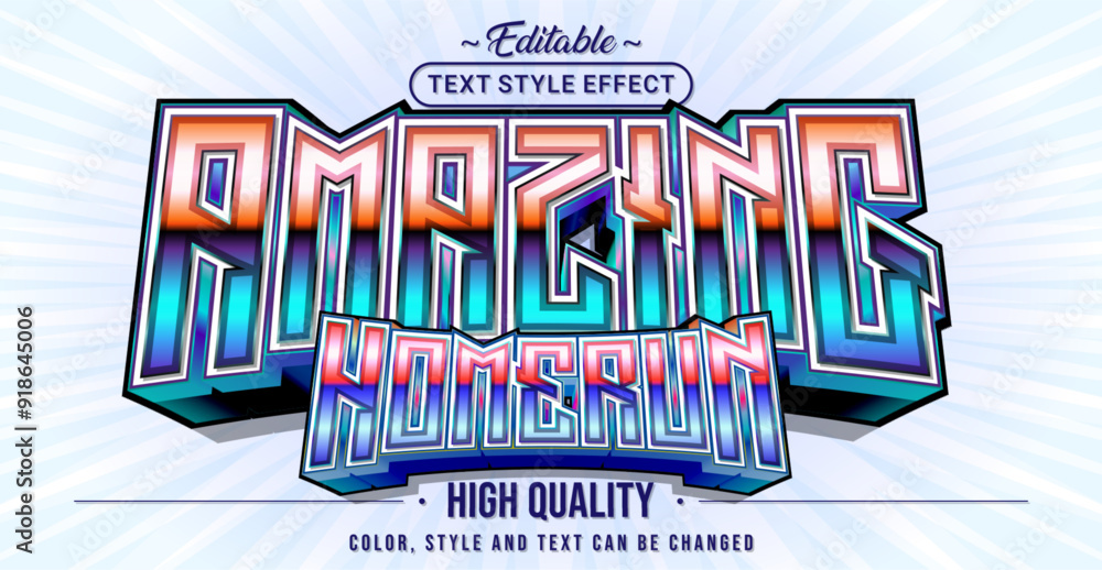 Poster Editable text style effect - Amazing Homerun text style theme.