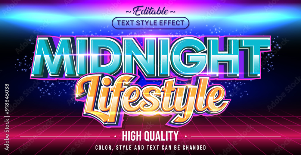 Poster Editable text style effect - Midnight Lifestyle text style theme.