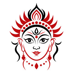 Navratri Brush Stroke Outline Vector - White Background, SVG Logo Icon, Line Art, Cricut & Silhouette Cut Files