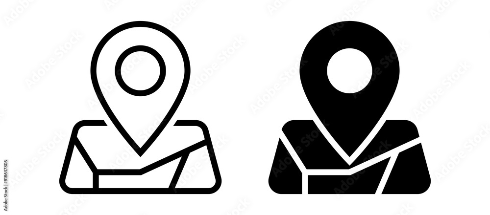 Poster Location map icon set, place pin marker. location pointer icon symbol in flat style. Location pin icon, Navigation sign