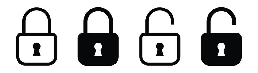Lock icon set. privacy icon , secure private security icons - padlock icon button - Keyhole icon, Door key hole button