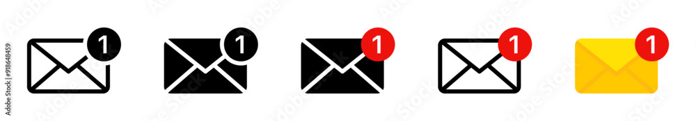 Poster Mail notification icon set. Message mail icon vector set. E-mail envelope icon. Notification new message inbox, received, icon sign