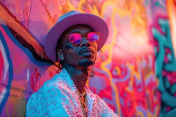 Fototapeta premium Graffiti Artist In A Neon World