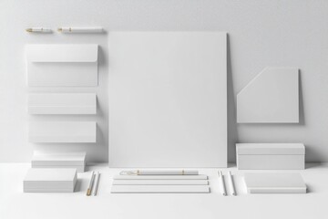 Realistic blank stationery set mockup isolated created with generative ai