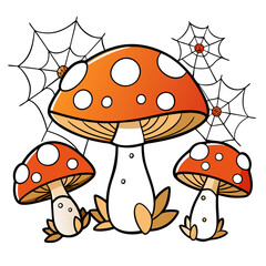 Whimsical Mushroom & Spiderweb SVG Design - Vector Clipart for Cricut & Silhouette, Vector T-Shirt Graphics, Decorative Graphic Elements