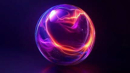 A Vibrant Sphere Emitting Neon Light and Energy Patterns