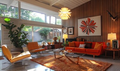 Mid-century modern house with stylish decor.