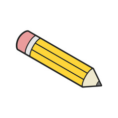 Classic yellow wooden pencil used for school stationary supplies with eraser vector icon