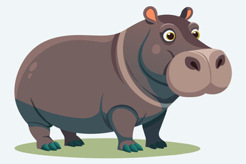 Obraz premium Hippo standing, side view. African animals. Vector illustration isolated on white background