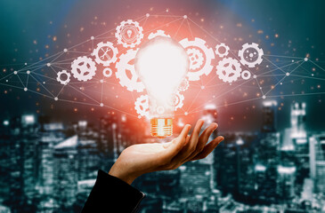 Innovation Technology for Business Finance Concept. Modern graphic interface showing symbol of...