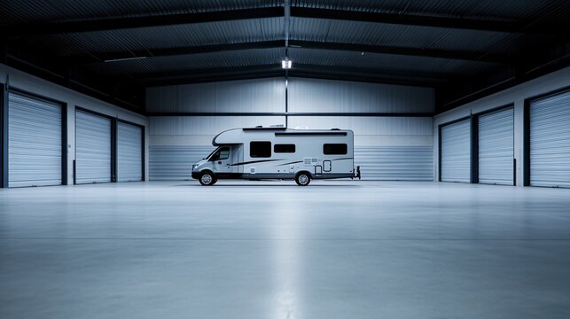 RV in a Modern Storage Facility