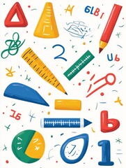 Colorful Back to School Supplies Illustration