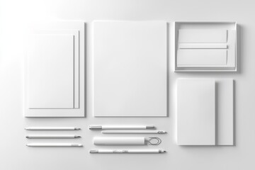 Realistic blank stationery set mockup isolated created with generative ai