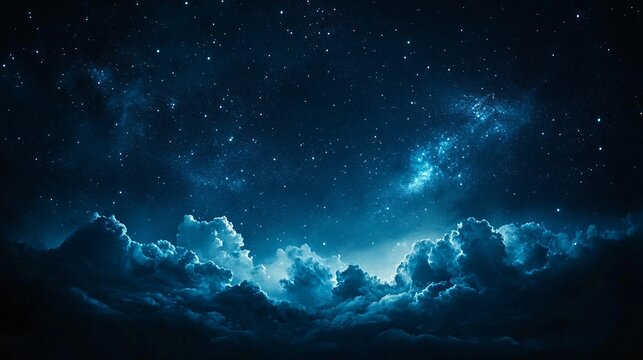 Starry Night Sky with Clouds