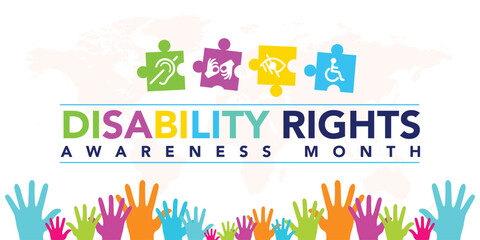 Obraz premium Disability Rights awareness month design poster , banner, background template, Disability Rights awareness month is observed every year from November 3 to December 3, Vector illustration