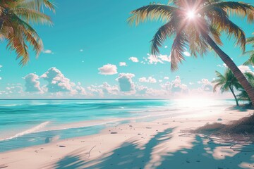 Fototapeta premium Sun-Kissed Palms on a Tropical Beach