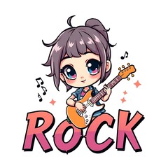 Cute Little Girl with Guitar Rock Day Baby