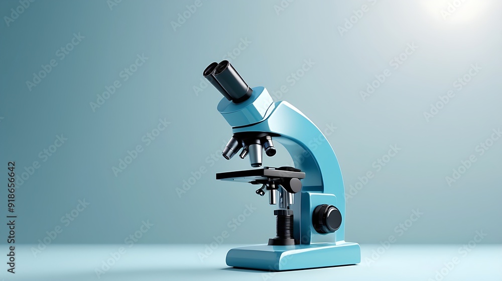 Aufkleber microscope with biological research concept, 3d rendering. digital image suitable for medical and re
