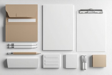 Realistic blank stationery set mockup isolated created with generative ai