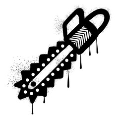 Drawing chainsaw graffiti with black spray paint
