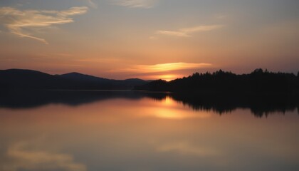 Fototapeta premium Peaceful Sunset Over a Still Lake.