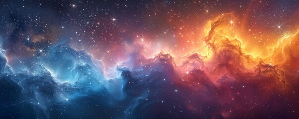 Watercolor abstract galaxy with light beams and stars on white.