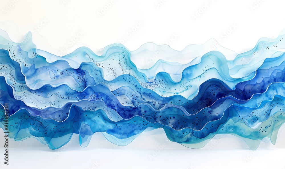 Aufkleber abstract tidal patterns in watercolor on white.