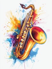 Saxophone in a Splash of Color