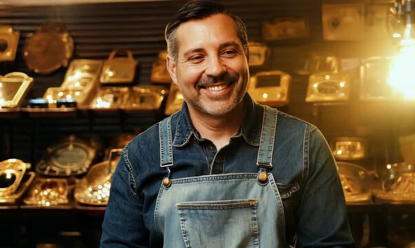 Friendly Pawn Shop Owner Welcoming Customers