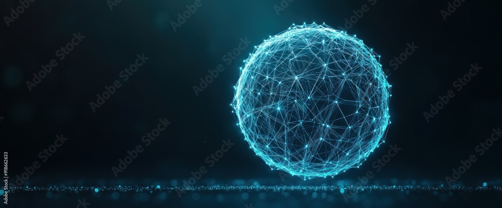Poster high-tech workspace with network system employees abstract background natural lighting copy space