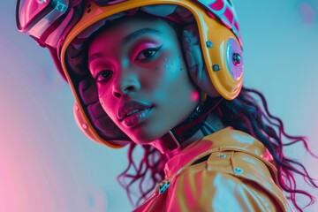 Obraz premium Neon Glow Roller Derby Athlete